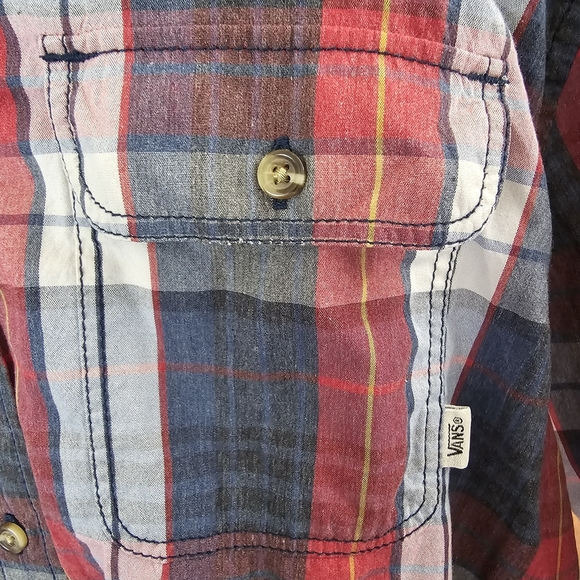 Vans Off The Wall Men's Plaid Shirt - Red and Blue Skater Casual - Picture 7 of 7